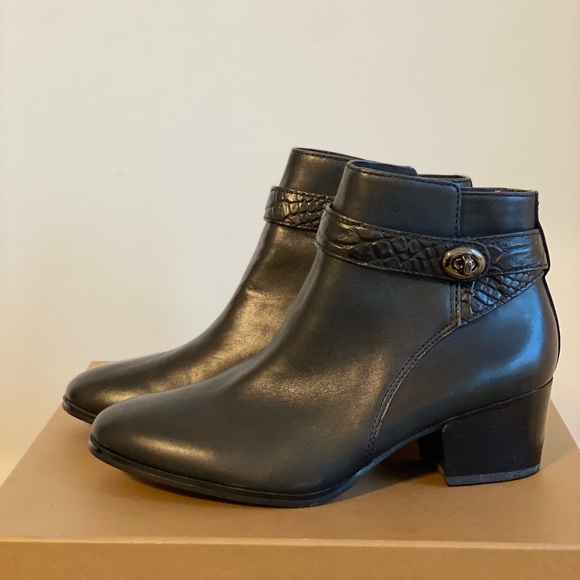 Coach Patricia Black Leather Ankle Boots - Picture 6 of 7